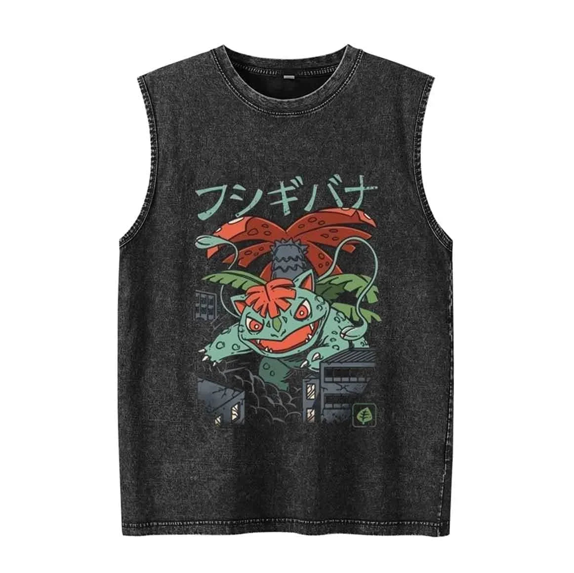 Anime Pokemon Print Men's Tank Top Man Sleeveless Shirt Summer Y2k Clothes Vintage Washed Vest Oversized T Shirts Gym Clothes