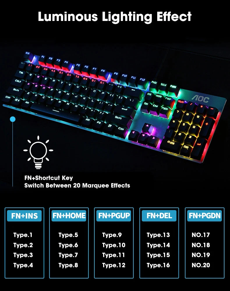 GK410 Professional Mechanical Keyboard: Metal Panel & RGB Backlit Gaming Edition