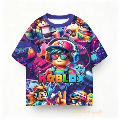 Roblox Children Summer Gamer T-shirt Boys Clothes Girls Anime Short Sleeve