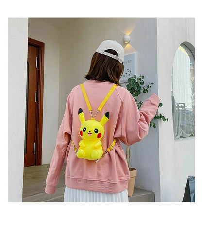 30cm Pokemon Fashion Japanese Anime Fun Cartoon Small Bag Pikachu Plush Doll Backpack Girl Cute Pikachu Plush Backpack