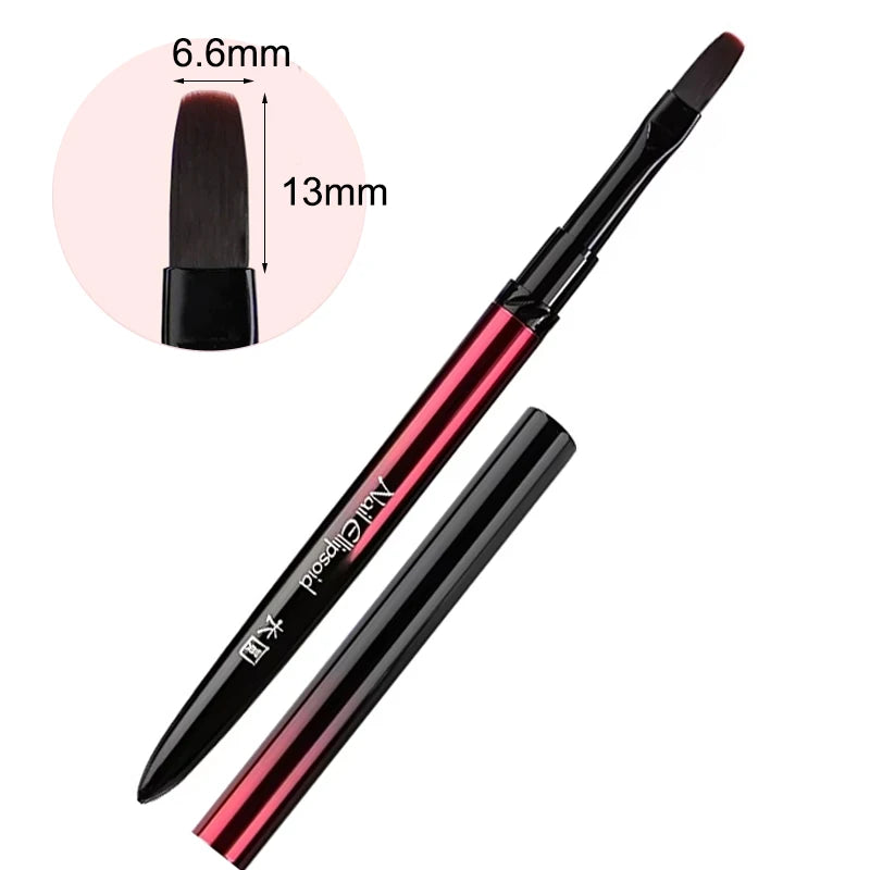 Nail Art Brush Metal Handle Phototherapy Acrylic UV Gel Brush Nails Extension Builder Painting Drawing Pen DIY Manicure Tools