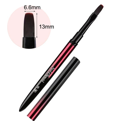 Nail Art Brush Metal Handle Phototherapy Acrylic UV Gel Brush Nails Extension Builder Painting Drawing Pen DIY Manicure Tools