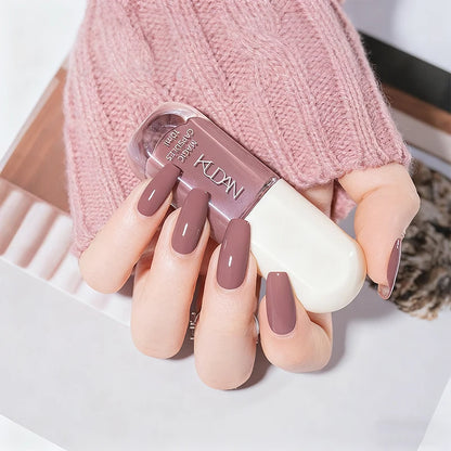 KUDAN Dark Burgundy Nail Polish, Alcohol-Free - Long-Lasting Formula Quick Drying Without Lighting, Glossy And Shiny Surface