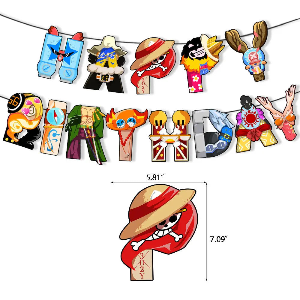 One Piece Birthday Party Decoration Kit – Plates, Cups & Balloons