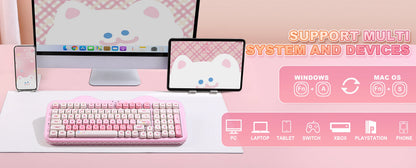 YUNZII C98 Wireless Mechanical Keyboard, 99-Key Hot Swap Gasket Keyboard with Numpad, Custom RGB Backlight,Cute Keeb for Win/Mac