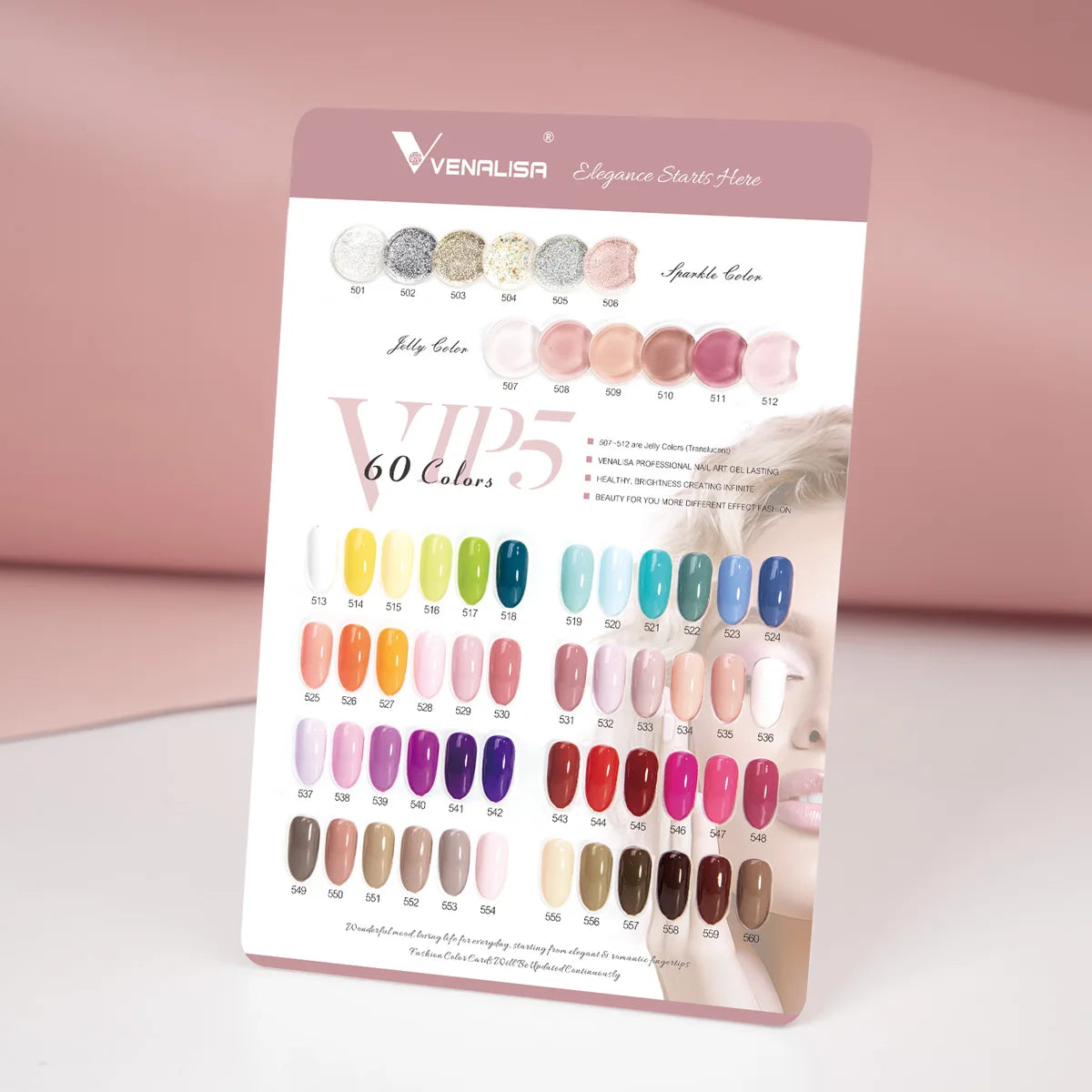 VIP5 VENALISA Gel Nail Polish Kit Hema Free Nude Pink Glitter Gorgeous Color Nail Manicure Soak off UV LED Nail Gel Varnish Set