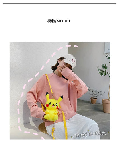 30cm Pokemon Fashion Japanese Anime Fun Cartoon Small Bag Pikachu Plush Doll Backpack Girl Cute Pikachu Plush Backpack