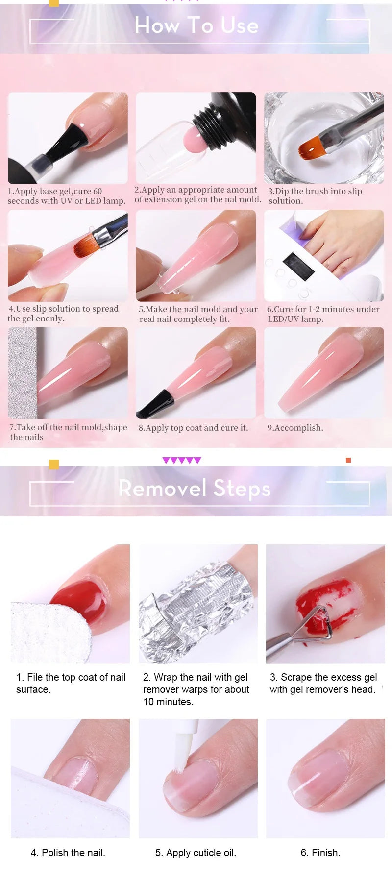 LILYCUTE Nail Gel Set 6W LED Lamp Full Manicure Set Vernis Semi Permanent Quick Extension Nail Kit Gel Set For Nails Tool Kit
