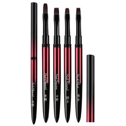 Nail Art Brush Metal Handle Phototherapy Acrylic UV Gel Brush Nails Extension Builder Painting Drawing Pen DIY Manicure Tools