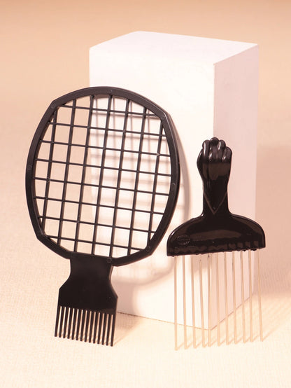 African Curling Comb Set with Steel Needle Comb and African Curling Comb, Salon Styling Tool Special for real hair wigs