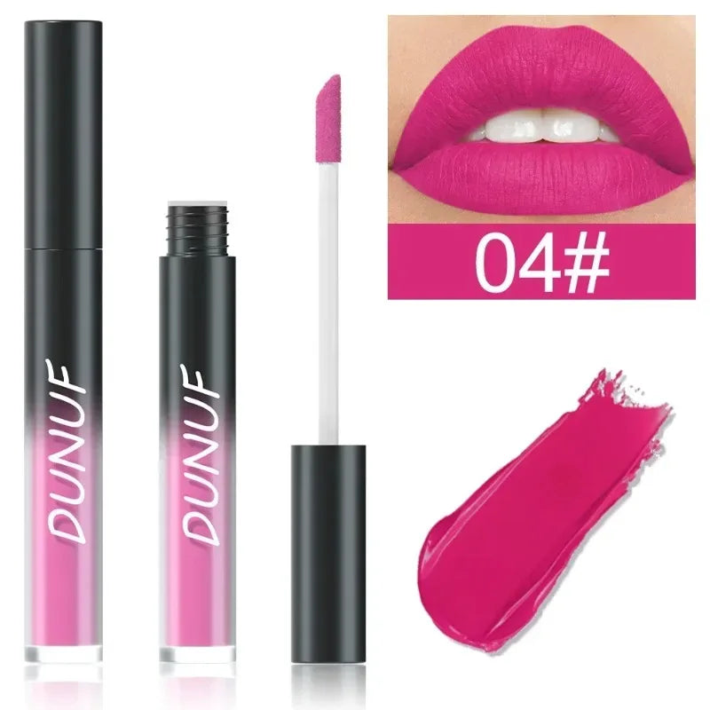 DUNUF 32 Color Matte Liquid Lipstick: Bold Pigment Non-Stick Lip Glaze