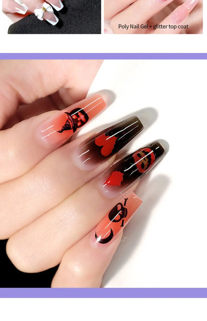 Poly Extension Gel Nail Kit 14 PCS 15ML Quick Building UV/LED Gel with Slip Solution and Nails Art Lamp  for Beginner Manicure