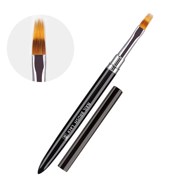 Nail Art Brush Metal Handle Phototherapy Acrylic UV Gel Brush Nails Extension Builder Painting Drawing Pen DIY Manicure Tools