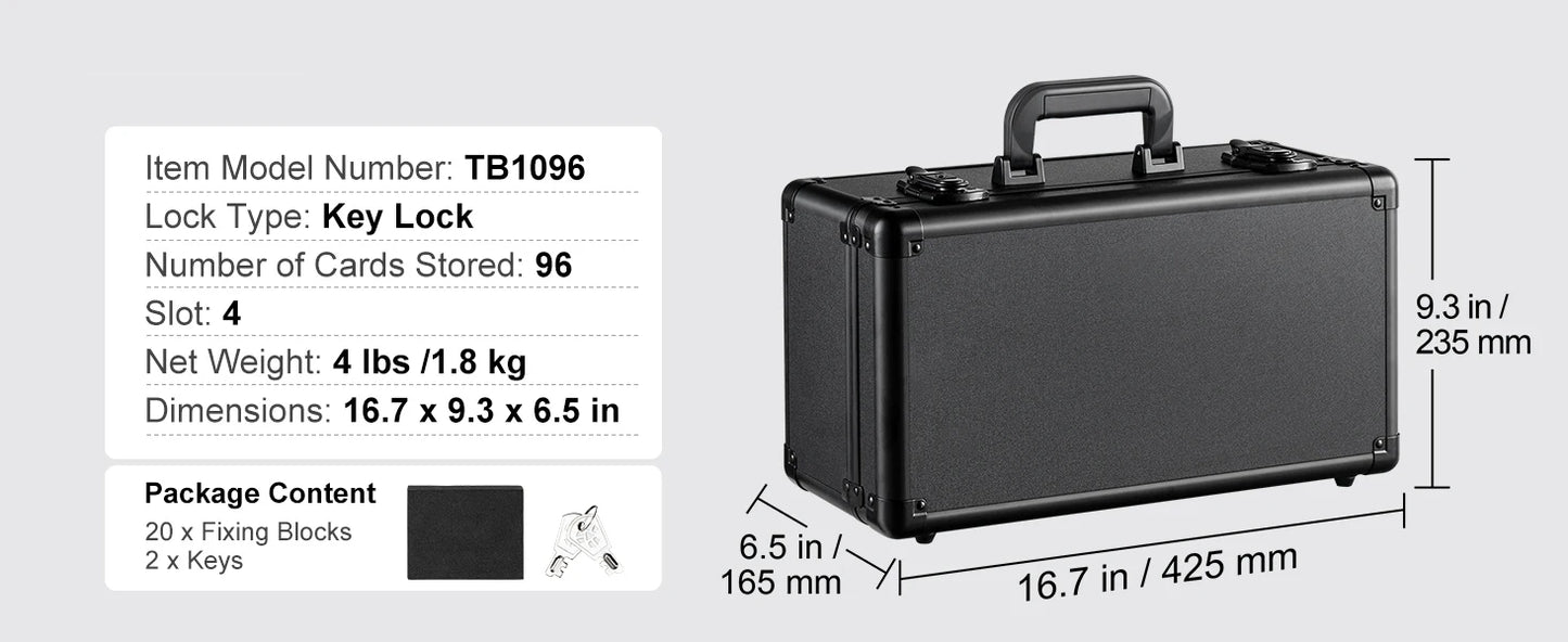 SucceBuy Graded Card Storage Box 4 Slots or 5Slots with Key Lock or Coded Lock Foam Dividers for 96/108/120/162 PSA Graded Cards