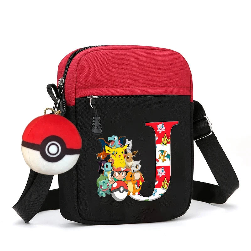 Cute Pokemons Letter A-Z Chest Packs Anime Pikachus Boy Girl Daily Travel Phone Pouch Shoulder Bag Outdoor Sport Crossbody