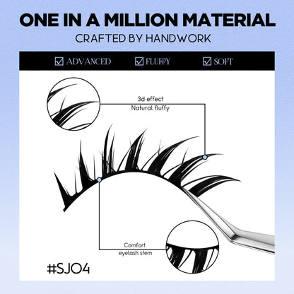 Lasvirey Cat Eye Lashes Manga Lashes Styles 3D Faux Mink Lashes Soft Cross Wispy Natural Winged End Eye Elongated Eyelash Makeup