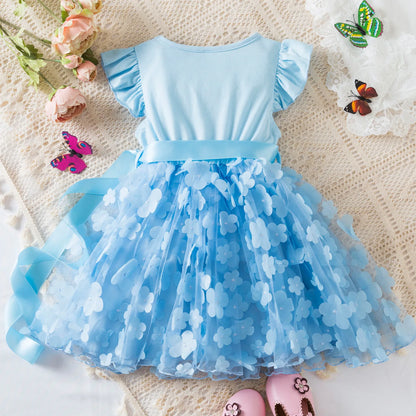 Girls' K-Pop Demon Hunters "Pink Blossom" Dress: 3D Flower Tutu & Idol Graphic Gown