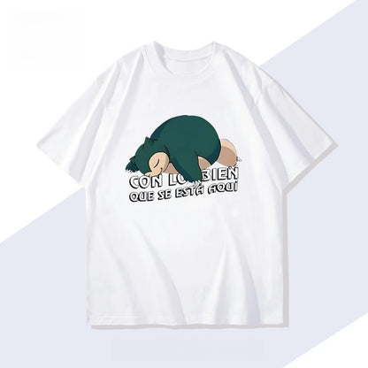 Men's New  Pokémon Handheld Game Snorlax T-shirt Summer New Men's and Women's Japanese  Trend Loose Casual Short-sleeved Top
