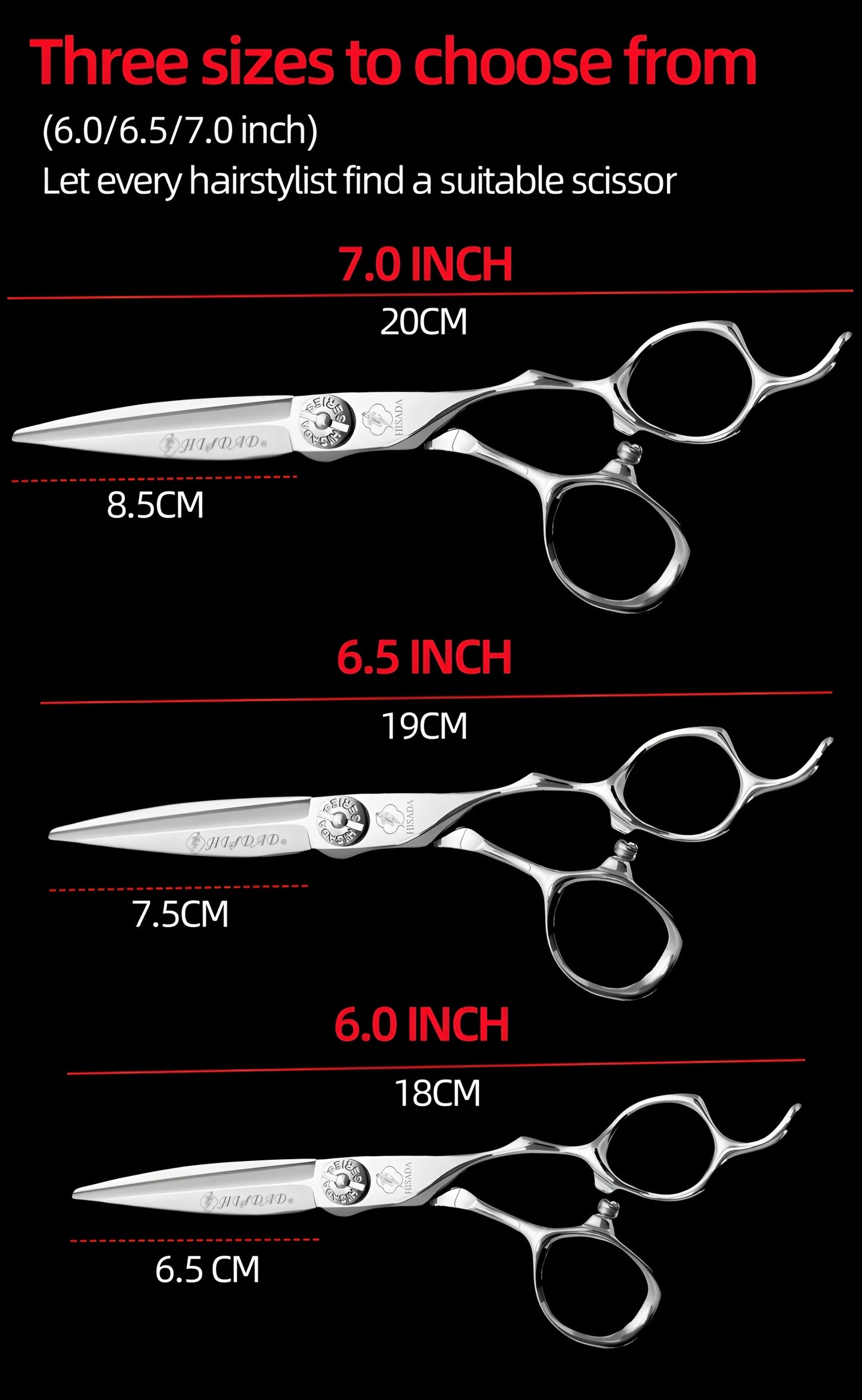 HISADA hairdressing scissors	professional barber scissors 6.0  Inch scissors VG10 material professional barber scissors