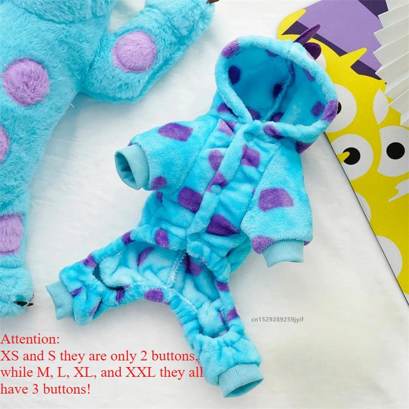 Blue Dinosaur Hooded Pet Coa