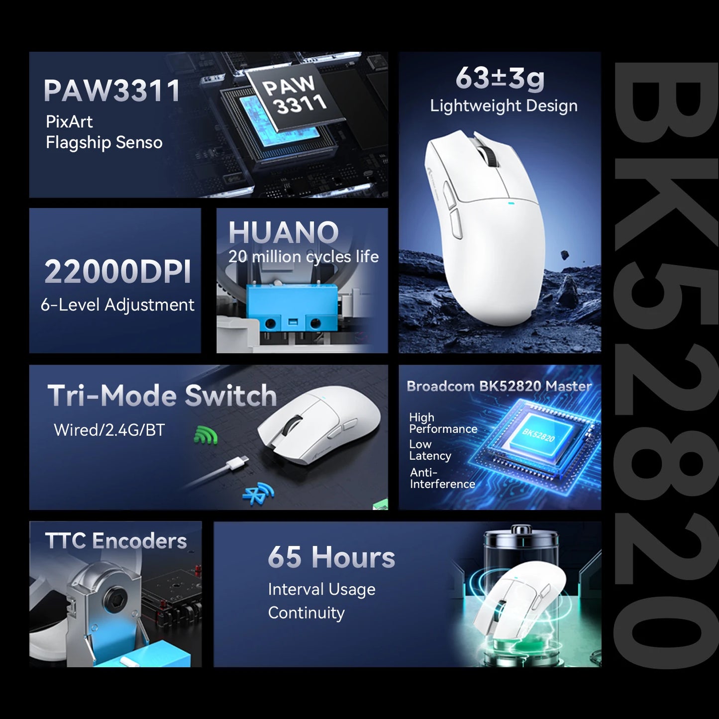 Attack Shark X11 X11SE Wireless Gaming Mouse,1000 Hz,2.4G RGB Optical Mouse,16000 DPI,Ergonomic Computer Mice for PC Laptop Mac