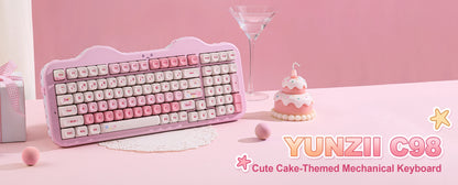 YUNZII C98 Wireless Mechanical Keyboard, 99-Key Hot Swap Gasket Keyboard with Numpad, Custom RGB Backlight,Cute Keeb for Win/Mac