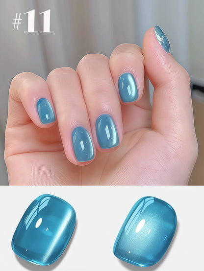 MIANEL 12ML Glass Bead Cat Eye Gel Nail Polish Flash White Spar Nude Color Magnetic Nail Polish White Nails Summer Nails 1-12pcs