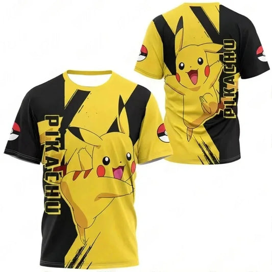 2026 New Bandai Japanese Anime Pokemon Pikachu Pokeball Print T-Shirt  Men's Sports Children