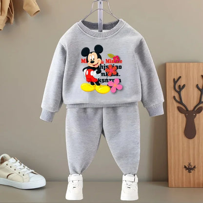 SPRING FALL New Style Kids Casual Sweatshirt and Sweatpant 2pcs Sets Girls and Boys O Neck Hoodies Set Child Tracksuit Disney