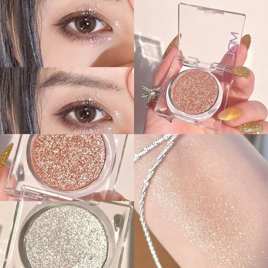 Monochrome White Shiny Highlighter Palette Gorgeous Glitter High Gloss Long Lasting Pearlescent Shimmer Brighten Bronzers Makeup