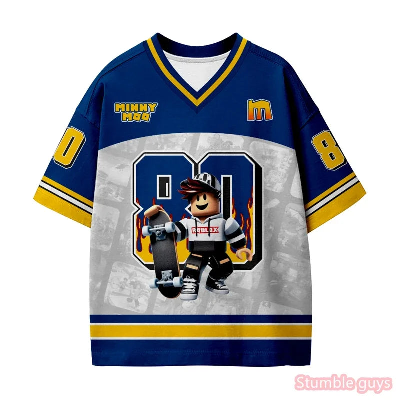 Cute Boys Roblox T Shirt Anime Summer Casual Kids Girls Short Sleeve Tops Fashion Game Print Cartton Breathable Kids Tee