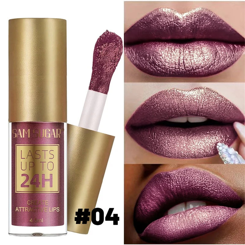 6 Colors Waterproof Nude Pink Glitter Lipstick Makeup Long Lasting Velve Red Sexy Shimmer Lipsticks Cosmetics Beauty