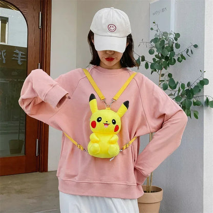 30cm Pokemon Fashion Japanese Anime Fun Cartoon Small Bag Pikachu Plush Doll Backpack Girl Cute Pikachu Plush Backpack