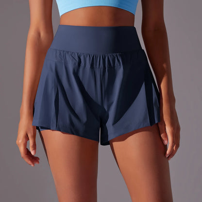 High Waist Breathable Sweat Short Women's Gym Running Short Pant Double Side Anti-Shine Casual Athletic Fitness Shorts