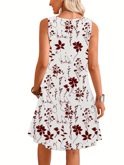 Women's Floral  Dress Navy Blue Floral Print White Dresses Woman Summer Oversized Female Clothing Y2k Clothes Woman Costume Tops