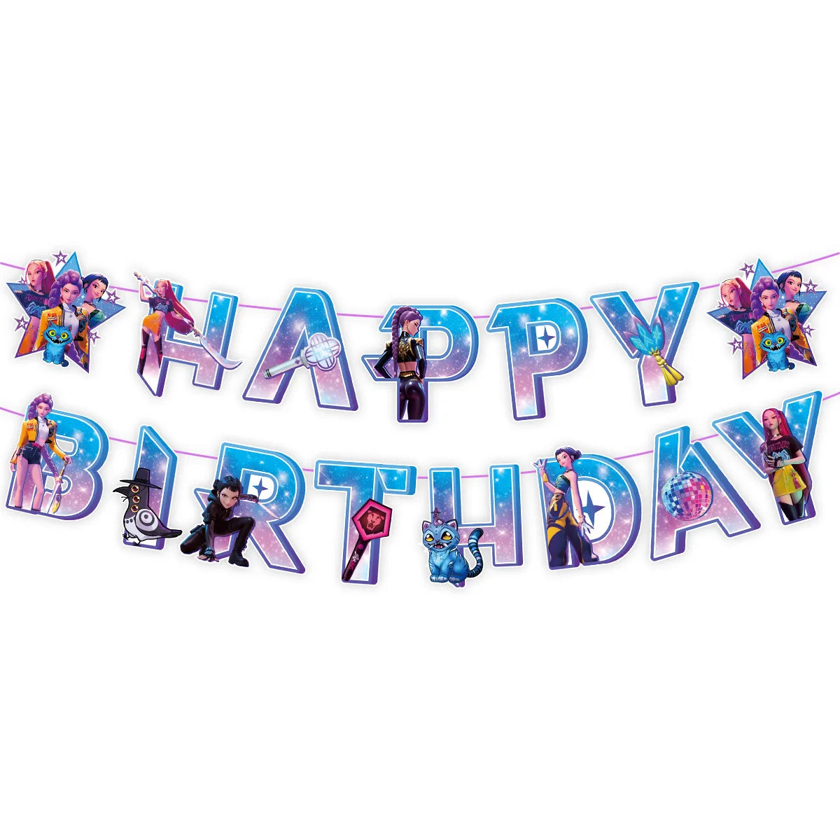 K-Pop Hunters "Starry Night" Deluxe Party Kit: Giant Backdrop, Banner & Balloon Set