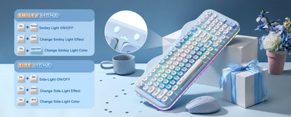 YUNZII C98 Wireless Mechanical Keyboard, 99-Key Hot Swap Gasket Keyboard with Numpad, Custom RGB Backlight,Cute Keeb for Win/Mac