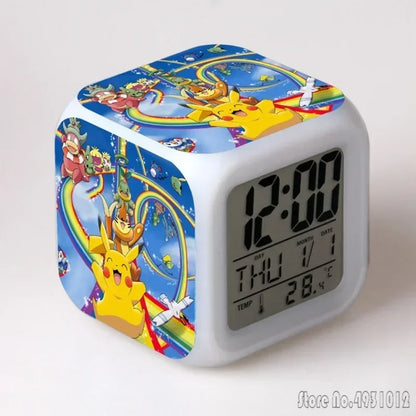 Anime Cartoon Pok é mon Cartoon Alarm Clock Creative Student 8x8x8cm LED Cube with Colorful Light Display Time Week Month