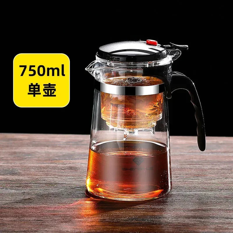 Heat Resistant Glass Teapot One-click Filtering Tea Pot Tea Water Separation Filter Tea Maker Coffee Pot Home Flower Teaware
