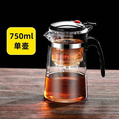 Heat Resistant Glass Teapot One-click Filtering Tea Pot Tea Water Separation Filter Tea Maker Coffee Pot Home Flower Teaware