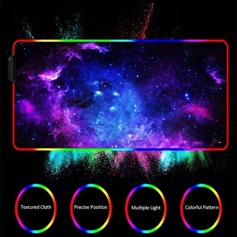 Custom RGB Gaming Mouse Pad XXL 12 LED Modes Non-Slip Rubber Large Computer Keyboard Mousepad for Computers PC Laptop and Office