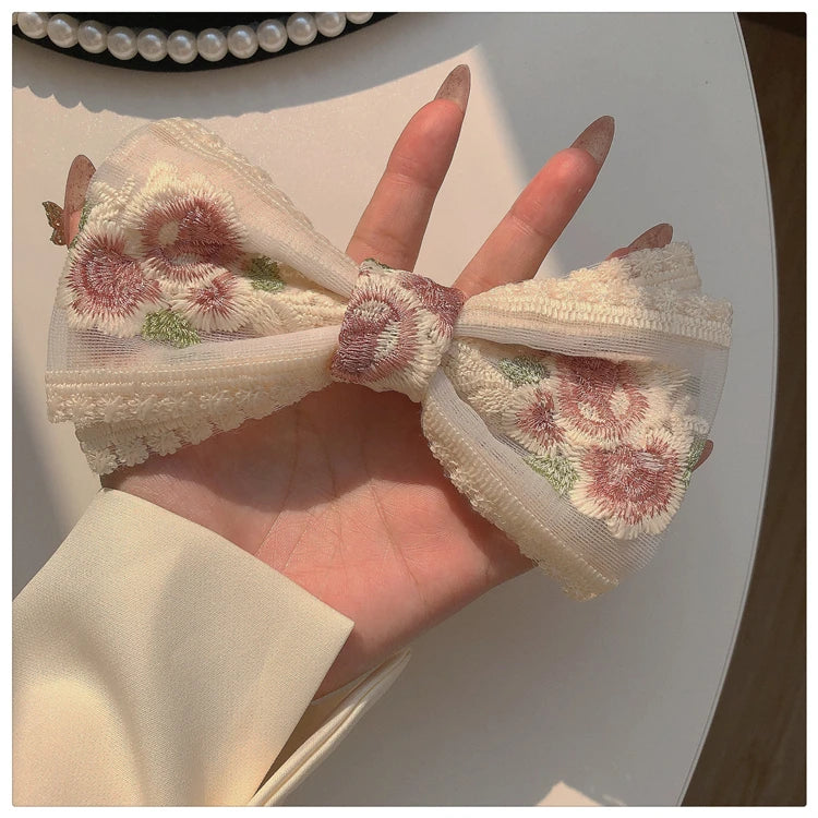 Embroidered Lace Hair Bow.