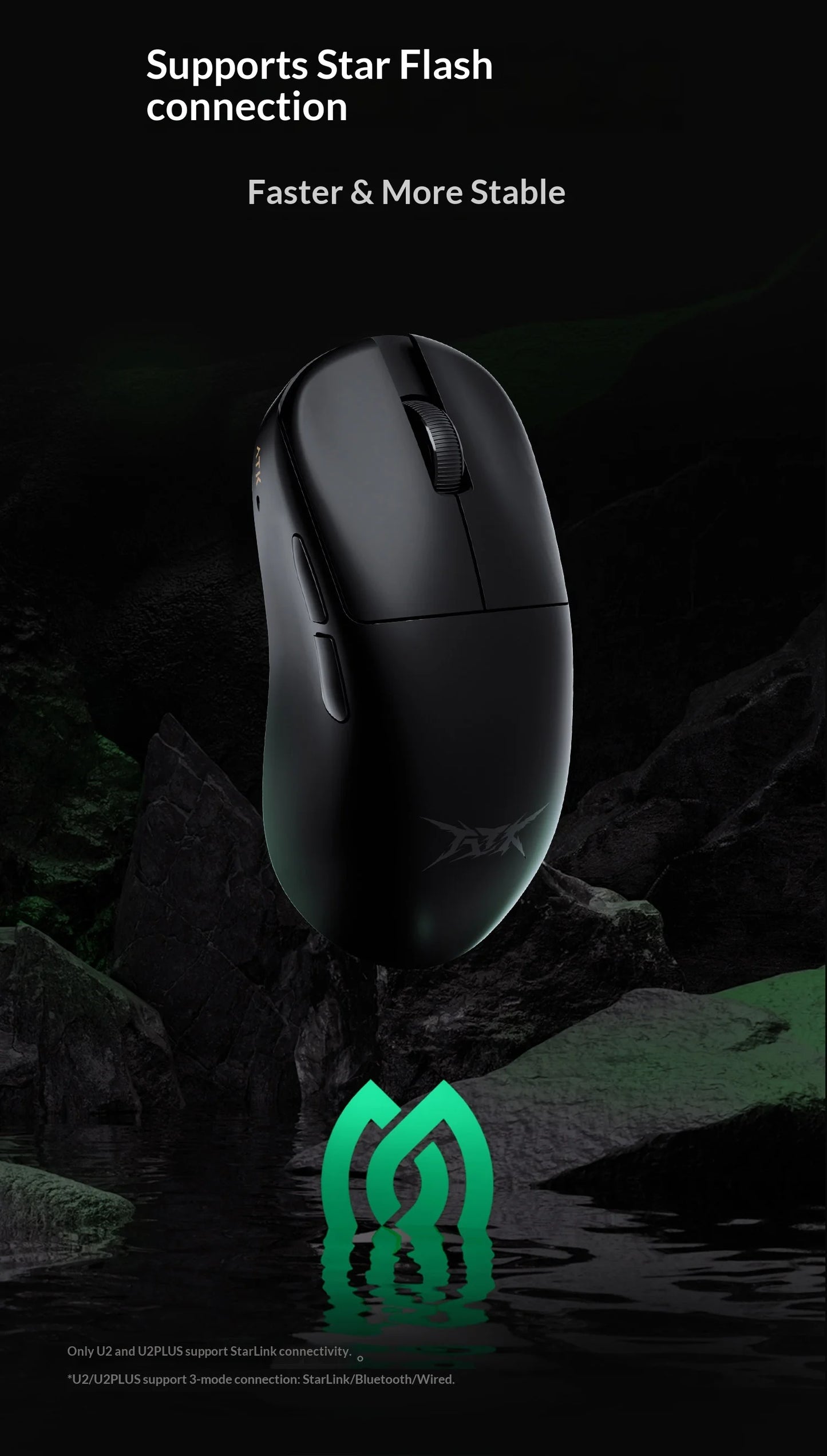 ATK Blazing Sky U2V2 Lightweight Gaming Mouse 39g 3 Mode Wireless with Paw3950 8000Hz Paw3395 for FPS Gamers PC Accessories