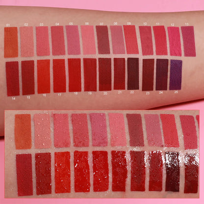 25 Color Velvet Matte Lipstick Liquid Waterproof Sexy Red Matte Lip Glaze Non-Stick Halloween Makeup Not Easy To Fade Lip Gloss