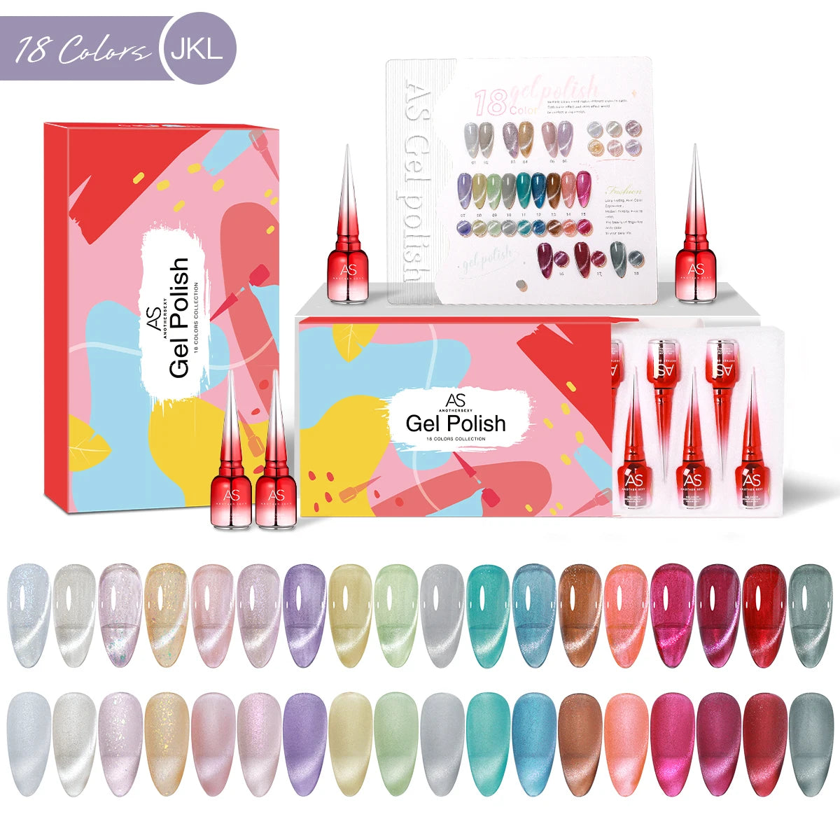 AS 18pcs 15ml Nail Gel Polish Set Red Dark Vernis Semi Permanent Nail Art Supplies Manicure UV Gel Nail Varnish Kit With Chart