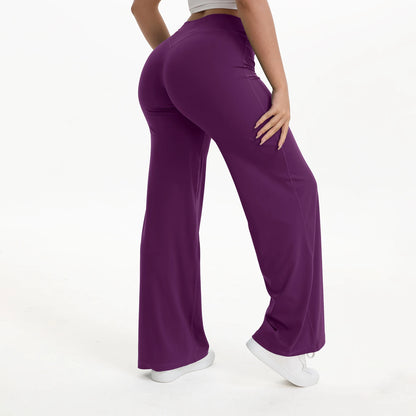 NCLAGEN SoftMotion Straight Leg Bottoms Women's Mid-Waist Yoga Pants GYM Leggings Naked Feel Pilates Running Sports Trousers