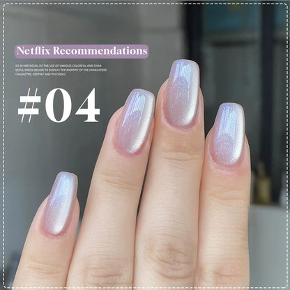 MIANEL 12ML Glass Bead Cat Eye Gel Nail Polish Flash White Spar Nude Color Magnetic Nail Polish White Nails Summer Nails 1-12pcs