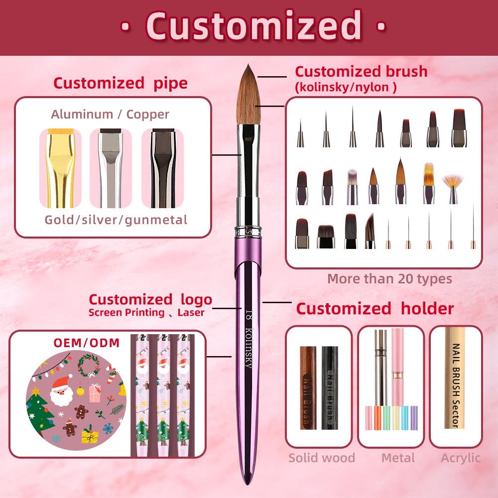 New 1/13pcs Nail Art Brush Set Black Red Metal Handle Acrylic UV Gel Polish Crystal Acrylic Nail Drawing Tools High Quality