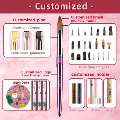 New 1/13pcs Nail Art Brush Set Black Red Metal Handle Acrylic UV Gel Polish Crystal Acrylic Nail Drawing Tools High Quality