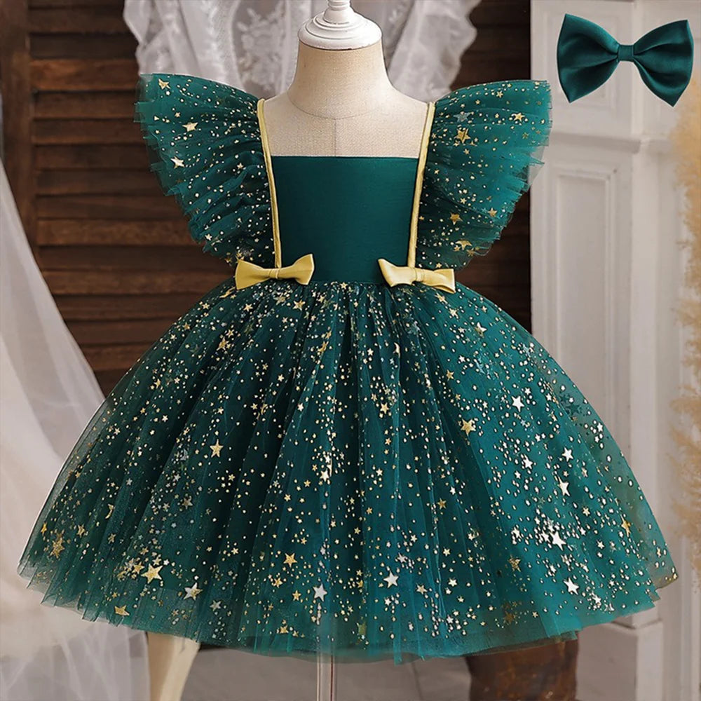 K-Pop Hunters Zoey Rumi Girl Fall Party Dress Birthday Holiday High Waist Tulle Dress Bow Wedding Gown Kids Wear Princess Dress